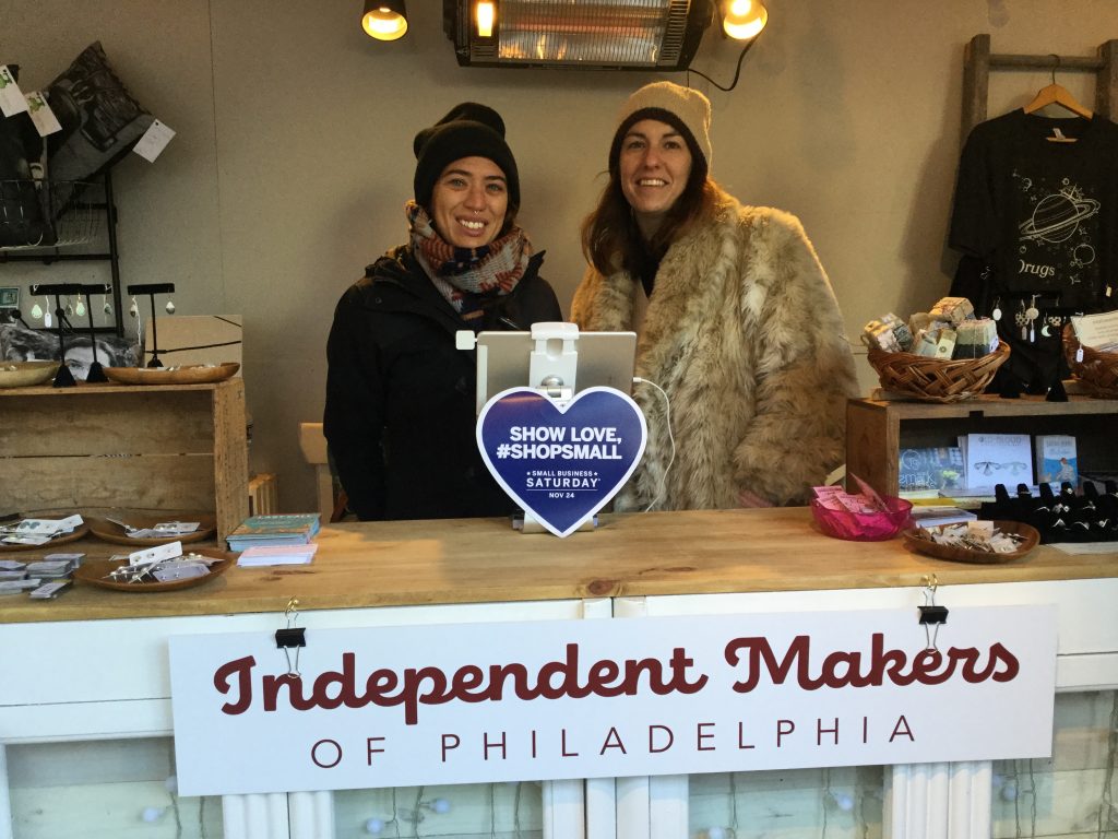 9D24E66F-5F8B-4A3E-A559-2438238A224A Morgan Jamison and Alexis Sellers with Independent Makers of Philadelphia. (Kyrie Greenberg/WHYY News)