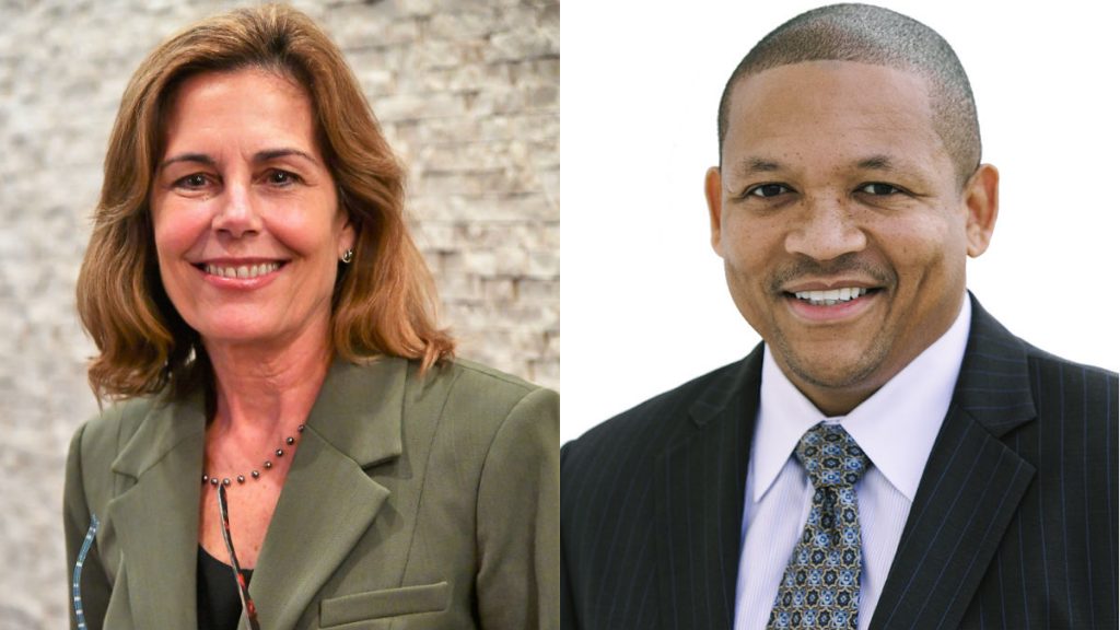 AG race Democrat Kathy Jennings and Republican Bernard Pepukayi are running for Delaware attorney general. (Jennings photo: courtesy Brad Glazier; Pepukayi photo courtesy TJ Healy/Healy Media Group)