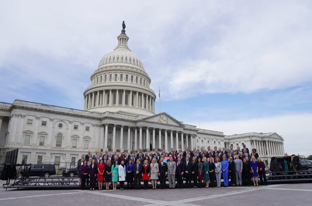 New Congress House Members of the freshman class of Congress pose for a photo opportunity on Capitol Hill in Washington, Wednesday, Nov. 14, 2018, in Washington. (Pablo Martinez Monsivais/AP Photo)