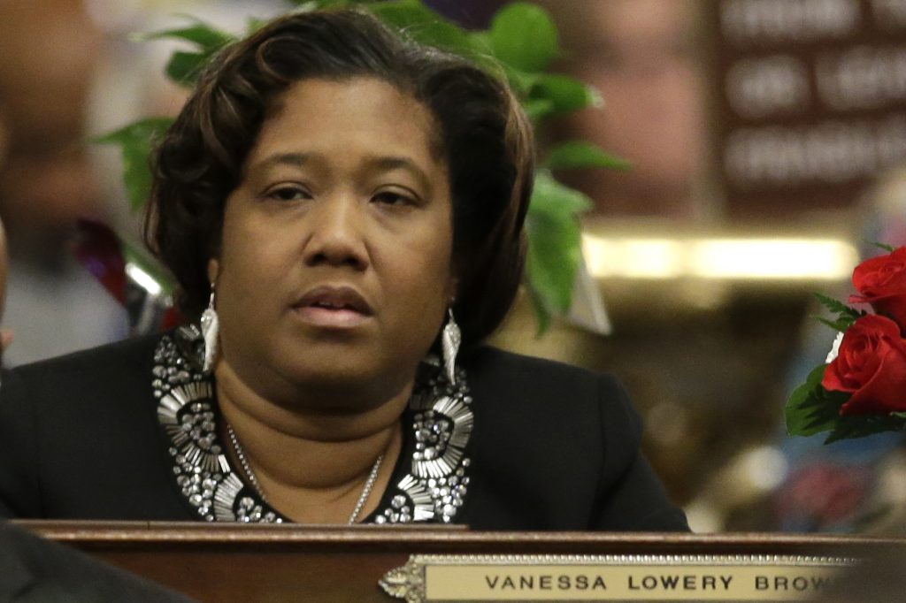 Vanessa Lowery Brown, Vanessa Brown State Rep. Vanessa Lowery Brown, D-Philadelphia, was convicted Wednesday of violating state conflict of interest laws and accepting bribes. Even so, her name remains on the Tuesday ballot for re-election. (AP Photo/Matt Rourke)