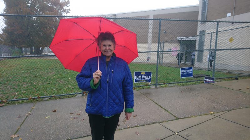 Esther Mathieu, 71, has never voted for a Republican in her life. She's a Jewish refugee from eastern Europe. Her parents were in a concentration camp. She fears the U.S. is moving towards fascism, and considers moving to another country. (Kevin McCorry/WHYY)