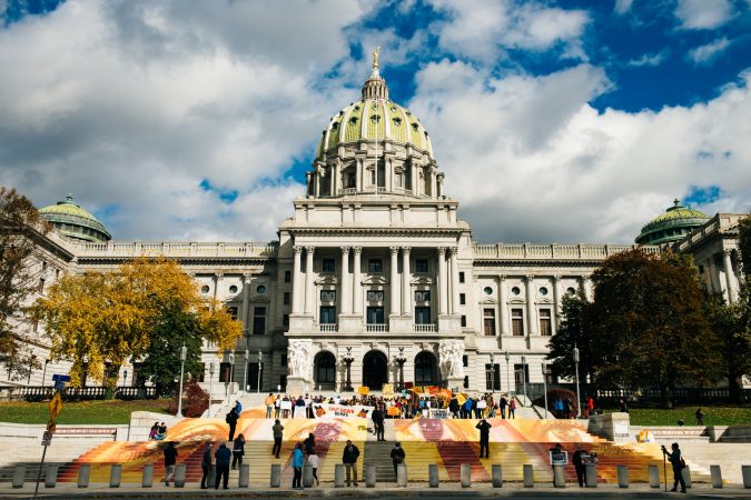 Around 200 people came to the Pennsylvania Capitol Saturday to celebrate the work of muralist and activist Michelle Angela Ortiz. With the project called 