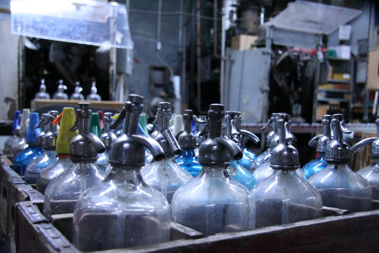 People have enjoyed seltzer and other sparkling drinks for decades. Some of the bottles at the Brooklyn Seltzer Boys go back to the 1950s. (Alan Yu/WHYY)