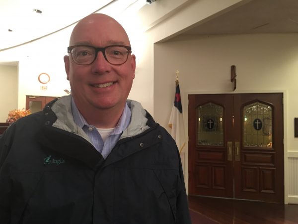 John Dugan form Newtown split his ticket — Wolf for governor and Fitzpatrick for congress. He said he was torn in particularly between Fitzpatrick and Wallace but ultimately decided to go red because he cares a lot about taxes. (Taylor Allen/WHYY)