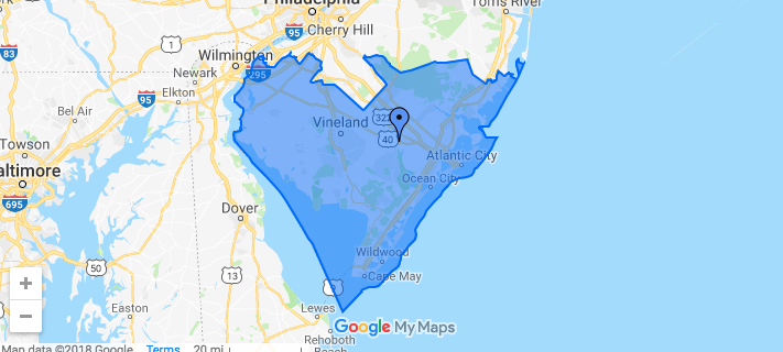 Screen Shot 2018-11-02 at 4.05.45 PM New Jersey's 2nd Congressional District is up for grabs on Tuesday. Incumbent Republican Congressman Frank Lobiondo is not seeking reelection. (Google Maps)