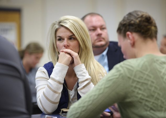 Tamaqua parent Jessica Tirpak supports the board. “I know people are opposed to having guns in schools altogether, I’m absolutely not. I’m for that, because it’s the only way to stop somebody.” (Matt Smith for Keystone Crossroads)