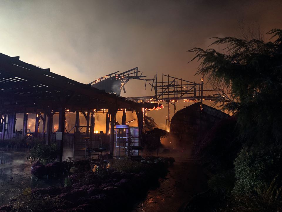 Willey Farms The charred remains of Willey Farms market in Townsed, Delaware, smolder early Monday morning. (Willey Farms/Facebook)