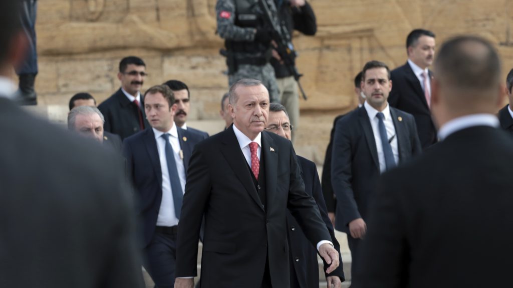 Turkey's President Tayyip Erdogan says audio recordings of Jamal Khashoggi's murder have been released to the U.S. Khashoggi was a journalist and critic of Saudi Arabia's government. (Burhan Ozbilici/AP)