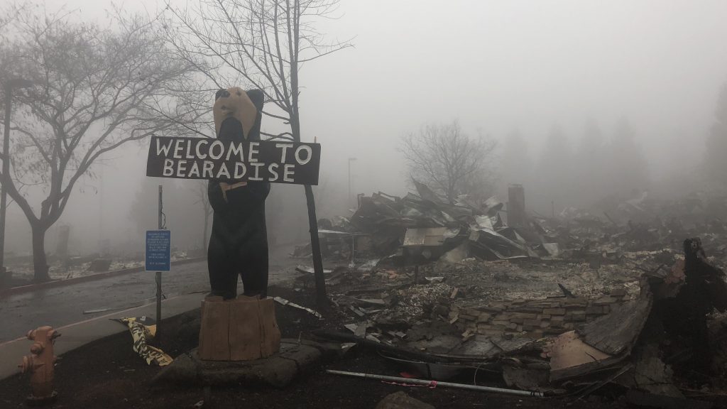 The Camp Fire started on Nov. 8 near the city of Paradise and rapidly overwhelmed the area. The city is still closed off to the public, and nearly 500 people remain missing in the region. The Camp Fire started on Nov. 8 near the city of Paradise and rapidly overwhelmed the area. The city is still closed off to the public, and nearly 500 people remain missing in the region. (Bobby Allyn/NPR)
