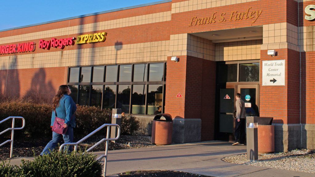 frankfarley-sign Frank S. Farley Service Plaza is located at milepost 21.3 on the Atlantic City Expressway. (Bill Barlow/for WHYY)