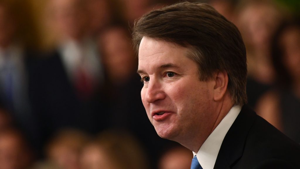 Brett Kavanaugh speaks after being sworn-in at the White House last month. Brett Kavanaugh speaks after being sworn-in at the White House last month. (Brendan Smialowski/AFP/Getty Images)