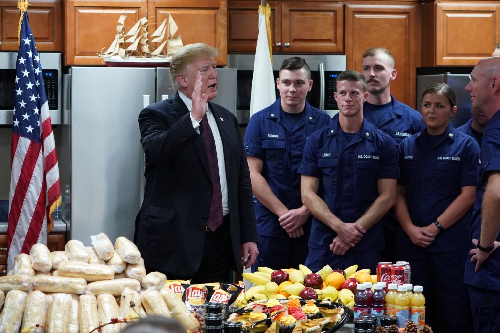 President Trump visits U.S. Coast Guard personnel in Florida on Thanksgiving Day. President Trump visits U.S. Coast Guard personnel in Florida on Thanksgiving Day.
