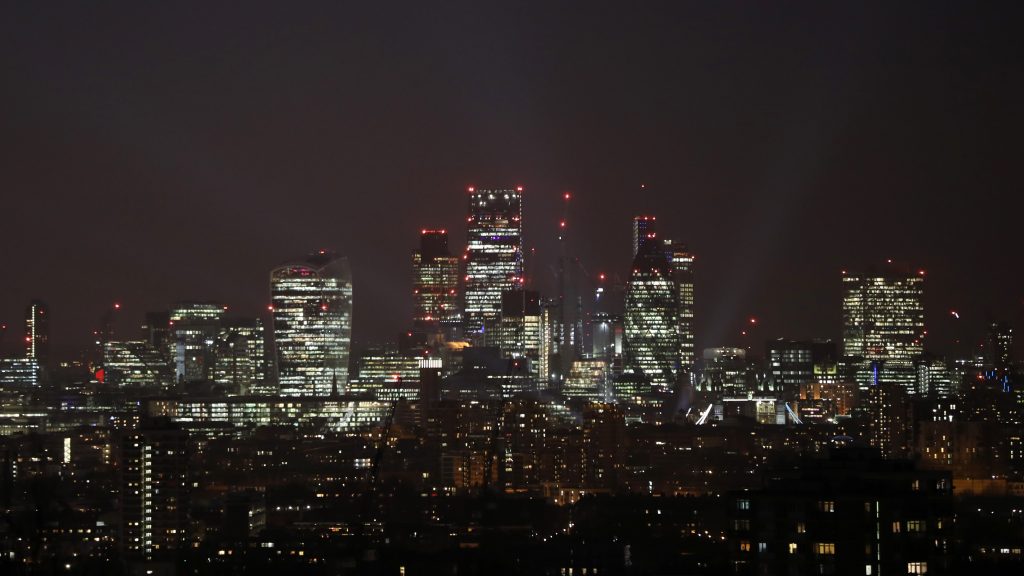 The London skyline, shown in March 2017, is still shining bright. But the U.K. is using noticeably less energy than it did more than a decade ago. The London skyline, shown in March 2017, is still shining bright. But the U.K. is using noticeably less energy than it did more than a decade ago. (Dan Kitwood/Getty Images)