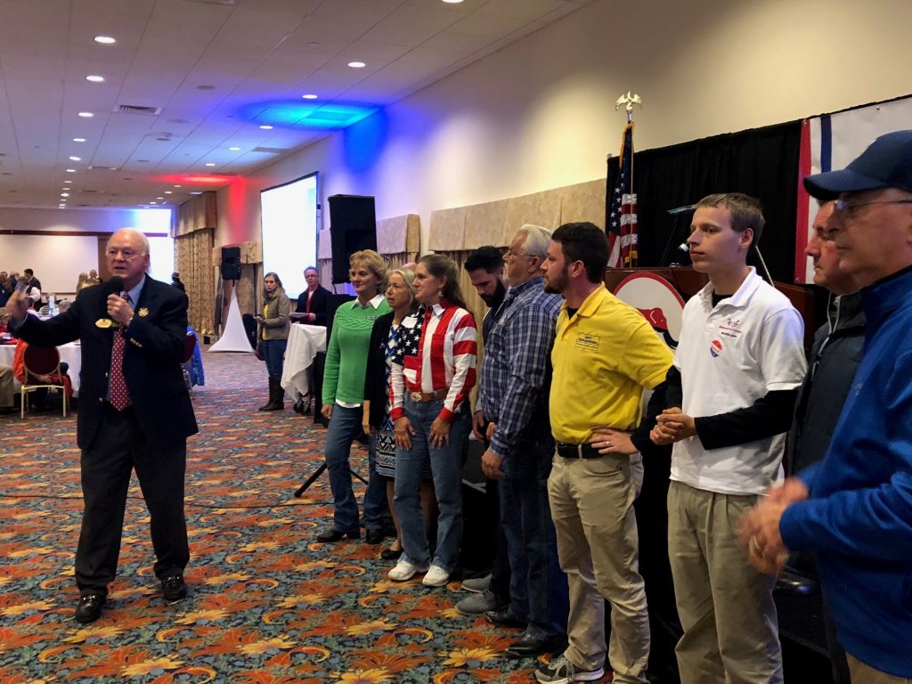 harrington and Delaware GOP candidates Mike Harrington, chairman of the Delaware Republican Party, addresses candidates and supporters on Election Night, after the GOP was swept out of statewide offices and saw the Democrats increase their advantage in the state House and Senate. (Cris Barrish/WHYY)