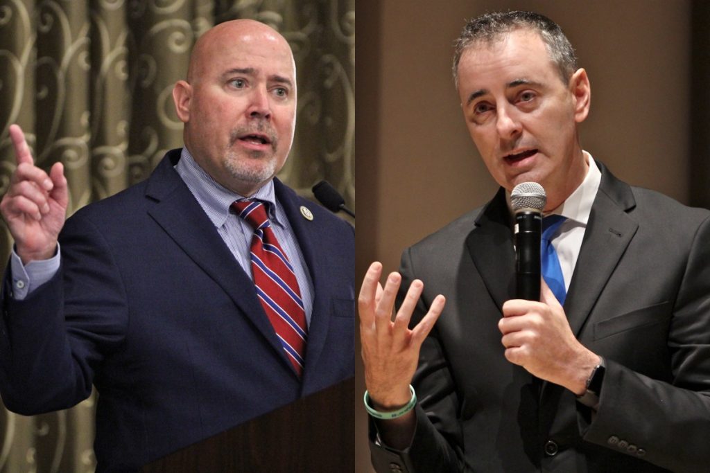 macarthur fitzpatrick Tom MacArthur (left) an incumbent running for Congress in New Jersey's 3rd District, and Brian Fitzpatrick, an incumbent running for Congress in Pennsylvania's 1st District. (Emma Lee/WHYY)