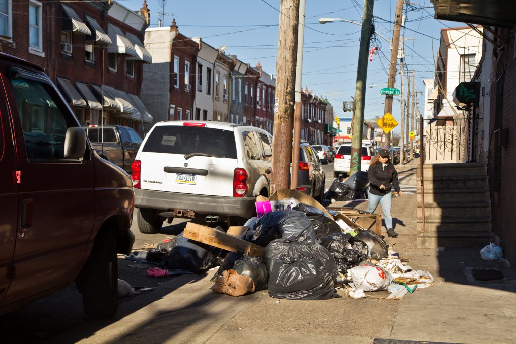 Piles of trash in Kensington. (Kimberly Paynter/WHYY) Piles of trash in Kensington. (Kimberly Paynter/WHYY)