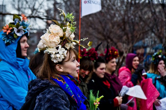 The Philadelphia Women's Slavic Ensemble performs at the eight annual Parade of Spirits. (Kimberly Paynter/WHYY)
