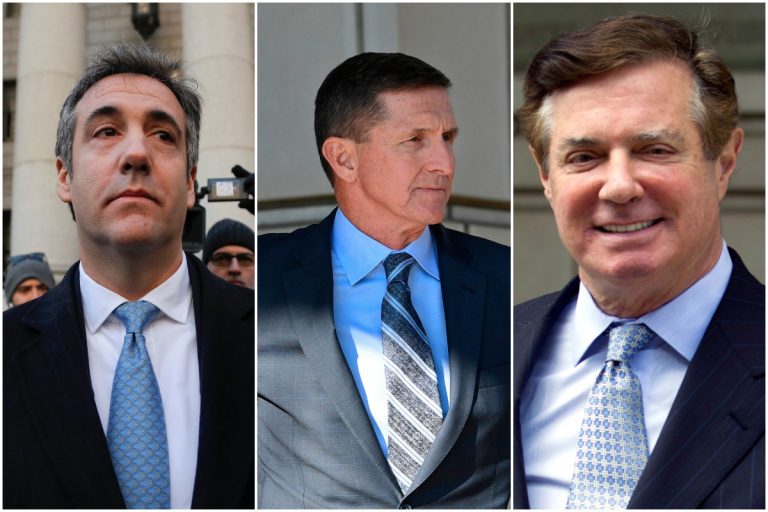 From left to right: Michael Cohen, Michael Flynn, Paul Manafort (AP)