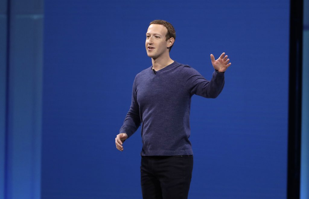 Mark Zuckerberg Facebook CEO Mark Zuckerberg makes the keynote address at F8, Facebook's developer conference, Tuesday, May 1, 2018, in San Jose, Calif. (Marcio Jose Sanchez/AP Photo)