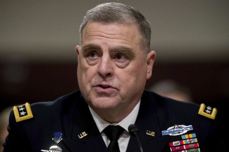 In this May 25, 2017 file photo, Army Chief of Staff Gen. Mark Milley listens to a question while testifying on Capitol Hill in Washington, before a Senate Armed Services Committee hearing on the Army's fiscal 2018 budget. President Donald Trump will tap Gen. Mark Milley as his next top military adviser. (Andrew Harnik/AP Photo)