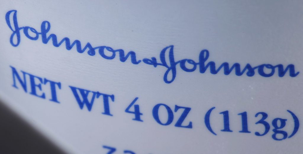 Johnson Johnson Asbestos This Oct. 10, 2008 file photo illustration shows a Johnson & Johnson product in Philadelphia. Johnson & Johnson is forcefully denying a media report that it knew for decades of the existence of trace amounts of asbestos in its baby powder. (Matt Rourke/AP Photo, File)