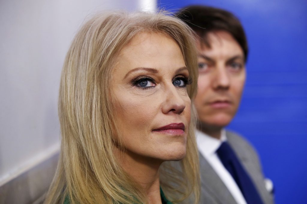 Kellyanne Conway, Hogan Gidley Kellyanne Conway, counselor to the President, left, and White House Deputy Press Secretary Hogan Gidley attend a news briefing at the White House in Washington, Tuesday, Dec. 18, 2018. (AP Photo/Jacquelyn Martin)