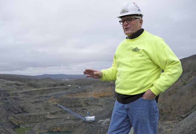 J. Greg Driscoll, president and CEO of Blaschak Coal Corporation, stands atop the company's new pit mine Dec. 4, 2018, in Mount Carmel, Pennsylvania. (Matt Smith for Keystone Crossroads)
