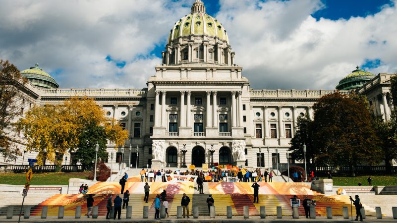 Around 200 people came to the Pennsylvania Capitol on  Nov. 3, 2018, to celebrate the work of muralist and activist Michelle Angela Ortiz, a project called 