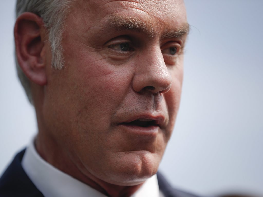 Interior Secretary Ryan Zinke speaks to members of the media outside the White House in August. Interior Secretary Ryan Zinke speaks to members of the media outside the White House in August. (Pablo Martinez Monsivais/AP)