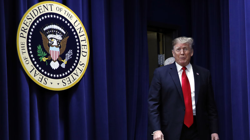 ap_18354749599261trump_wide-07a5c49f9ca5ffa7a3656be229effb84278eefe5-s800-c85 President Trump arrives to speak at a signing ceremony for HR 2, the Agriculture Improvement Act of 2018, at the Executive Office Building on Thursday. (Jacquelyn Martin/AP)