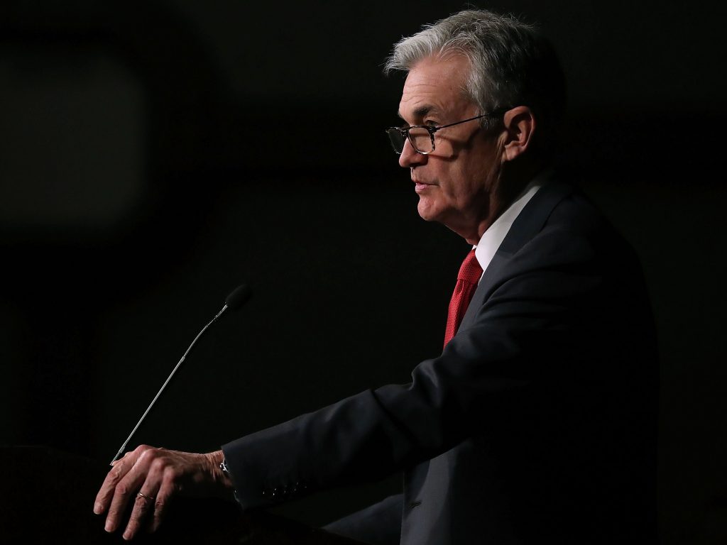 Federal Reserve Board Chairman Jerome Powell speaks during a Rural Housing Assistance Council Awards Reception, on Dec. 6 in Washington, D.C. Federal Reserve Board Chairman Jerome Powell speaks during a Rural Housing Assistance Council Awards Reception, on Dec. 6 in Washington, D.C. (Mark Wilson/Getty Images)