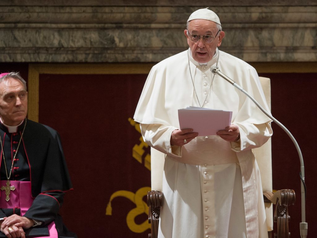 Pope Francis told a gathering of cardinals Friday that clergy who break their vows by sexually abusing children are similar to Judas Iscariot, the disciple who betrayed Jesus Christ. Pope Francis told a gathering of cardinals that priests who break their vows by sexually abusing children are similar to Judas Iscariot, the disciple who betrayed Jesus Christ. (Vatican Pool/Getty Images)