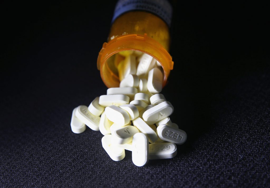 Oxycodone pain pills prescribed for a patient with chronic pain. Oxycodone pain pills prescribed for a patient with chronic pain. (John Moore/Getty Images)
