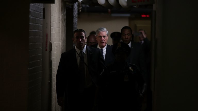 Robert Mueller leaves a closed meeting with members of the Senate Judiciary Committee on June 21, 2017. (Alex Wong/Getty Images)
