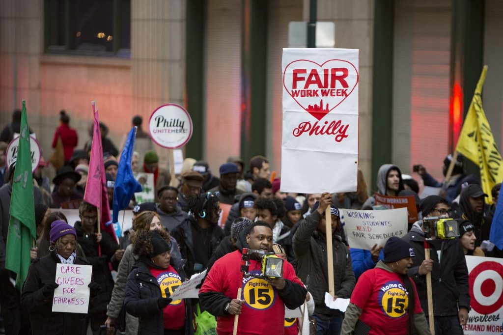 jamesblocker Fast food and retail workers and their supporters marched through Center City to kick off the fight for