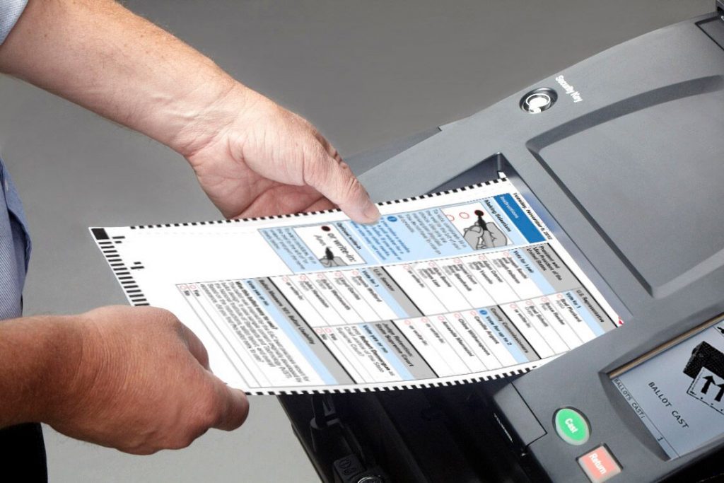 scanning ballot Ballot scanners used in Montco (courtesy Montgomery County)