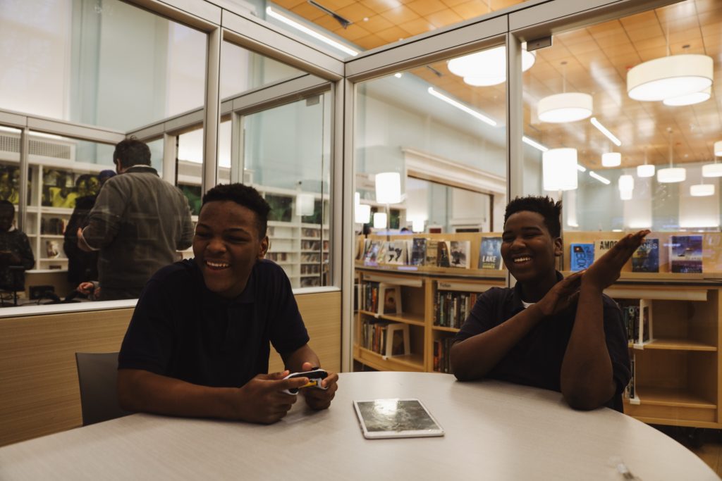 shyeer-johnson-and-waki-perry-both-14-frequent-the-library-after-school-neal-santos-for-planphilly.original Shyeer Johnson and Waki Perry, both 14, frequent the library after school. (Neal Santos for PlanPhilly)