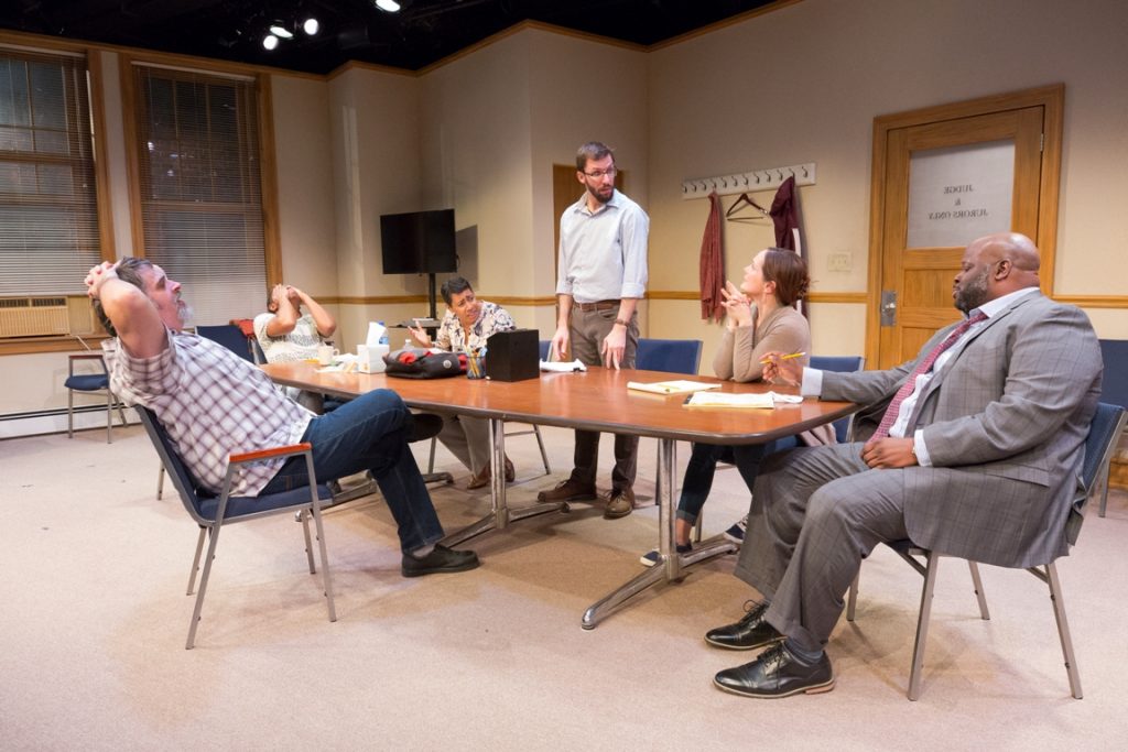 111 (2) The ensemble in '74 Seconds ... to Judgment' at Arden Theatre Company. (Photo courtesy of Mark Garvin)