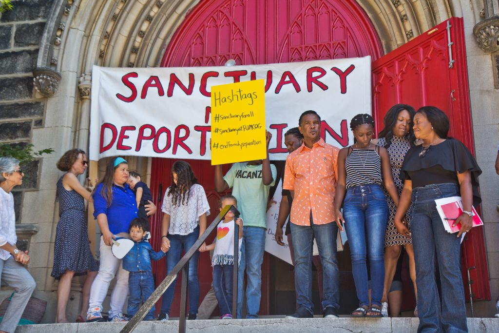 2018 9 5 k paynter fumcog sanctuary-5 The Thompson and Reyes families took sanctuary at the First United Methodist Church of Germantown in September 2018. (Kimberly Paynter/WHYY)