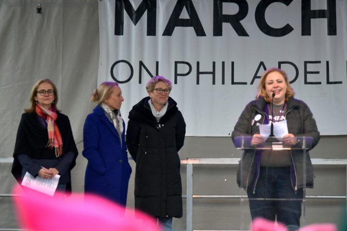 U.S. Rep. Madeleine Dean, Rep. Mary Gay Scallion and Rep. Chrissy Houlahan, three of the 
