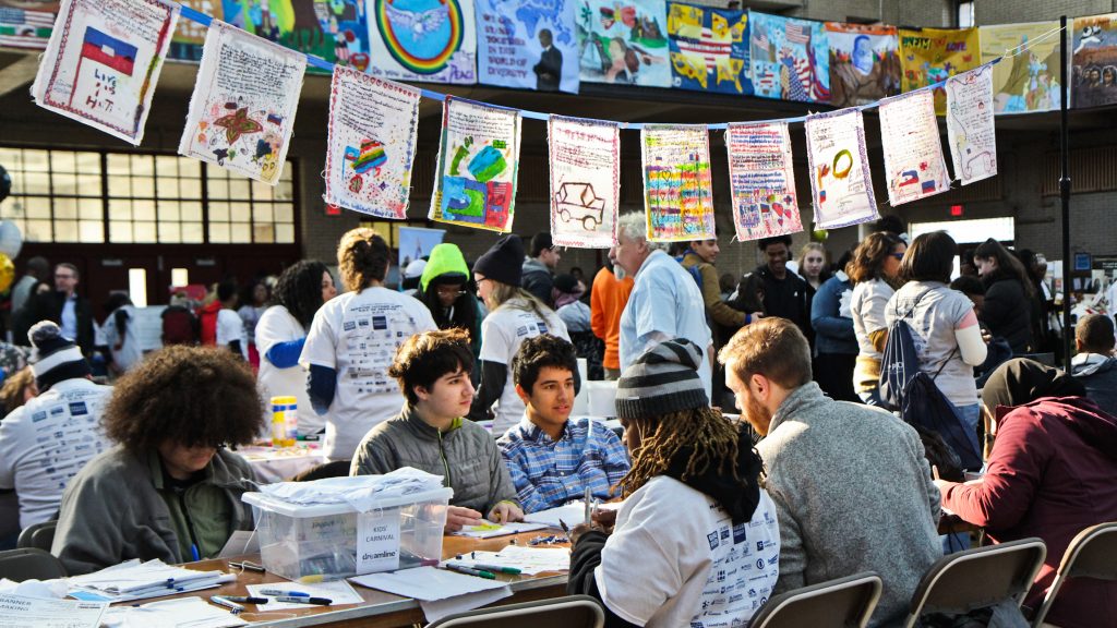 2019 01 21 kpaynter mlk 19-4 Participants at the MLK Day of Service at Girard College create banners.