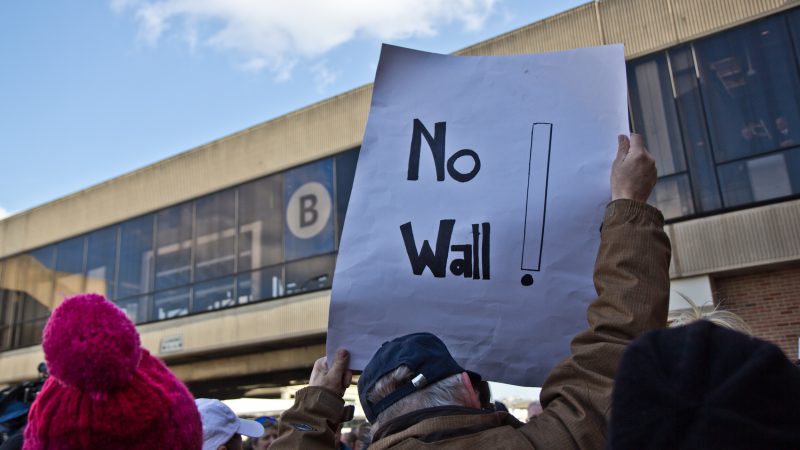 Unions and supporters join the AFGE TSA at Philadelphia International airport to call for an end to the government shutdown. (Kimberly Paynter/WHYY)