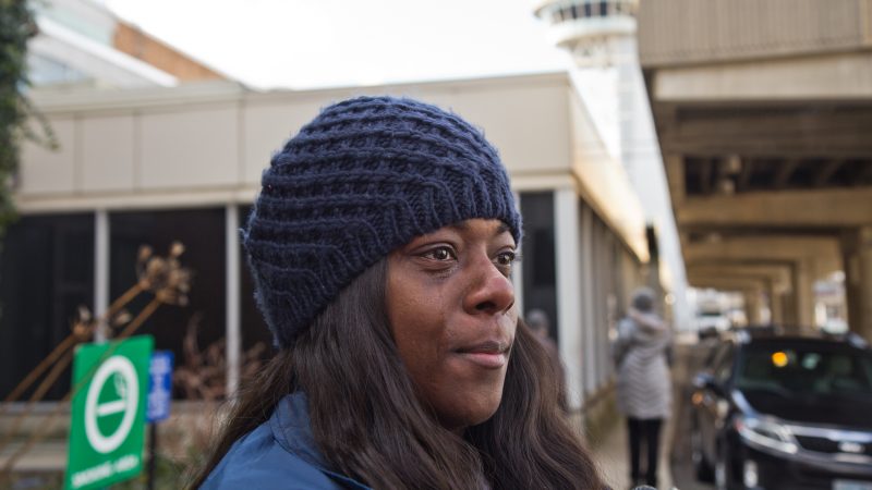 TSA officer Lashanda Palmer wonders how she’s going to care for her five children without a paycheck. (Kimberly Paynter/WHYY)