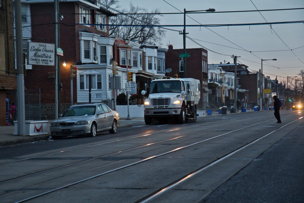 2019 04 kpaynter street seeping A city street sweeper cleans Chester Avenue in Southwest Philadelphia. (Kimberly Paynter)