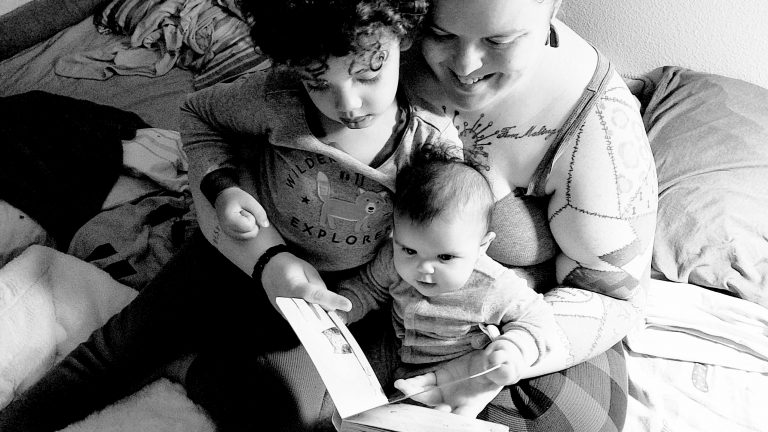 Jacinda, whose husband is a TSA officer in Portland, Ore., working during the shutdown without pay, with her two young children. Her family is worried about how they will pay their rent, electric bill and cellphone bill (Courtesy of Jacinda)