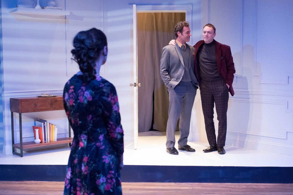 Geneviève Perrier as the wife of Gregory Isaac (middle) and Jered McLenigan as her lover in Lantern Theater Company's production of 