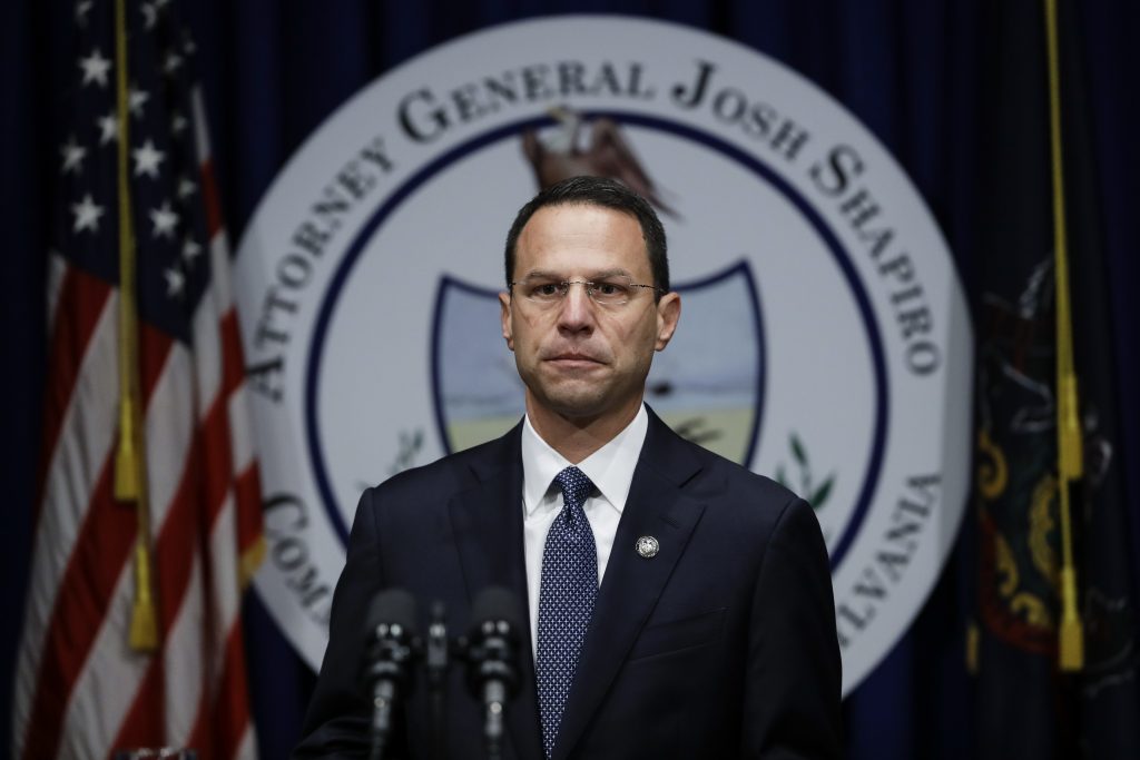Josh Shapiro In this Aug. 14, 2018, file photo, Pennsylvania Attorney General Josh Shapiro walks to the podium to speak about a grand jury's report on clergy abuse in the Roman Catholic Church during a news conference at the Capitol in Harrisburg, Pa. Over the past four months, Roman Catholic dioceses across the U.S. have released the names of more than 1,000 priests and others accused of sexually abusing children in an unprecedented public reckoning spurred at least in part by a shocking grand jury investigation in Pennsylvania, an Associated Press review has found. (Matt Rourke/AP Photo, File)
