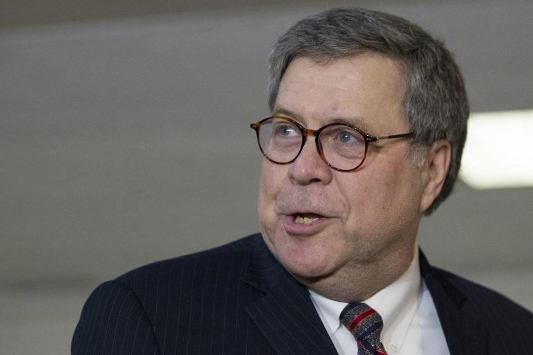 Attorney General nominee William Barr departs after a meeting with Sen. John Cornyn, R-Texas, on Capitol Hill, Wednesday, Jan. 9, 2019 in Washington. (AP Photo/Alex Brandon)