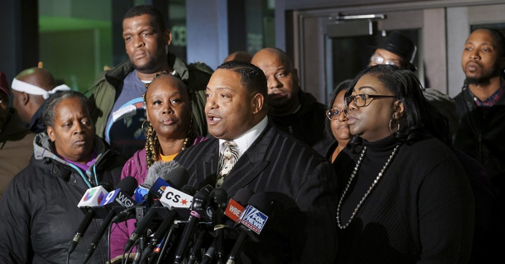 Chicago Police Laquan McDonald The Rev. Marvin Hunter, Laquan McDonald's great-uncle, speaks with reporters at the Leighton Criminal Court Building in Chicago on Friday, Jan. 18, 2019, after the sentencing of former Chicago officer Jason Van Dyke for the 2014 shooting of McDonald. The white Chicago officer was sentenced to nearly seven years in prison for gunning down the black teenager, ending an explosive case that arose from one of the nation's most graphic dashcam videos and added fuel to debates about race and policing. (Teresa Crawford/AP)