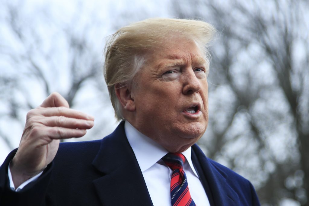 President Donald Trump speak to reporters before leaving the White House in Washington, Saturday, Jan. 19, 2019. (Manuel Balce Ceneta/AP Photo)